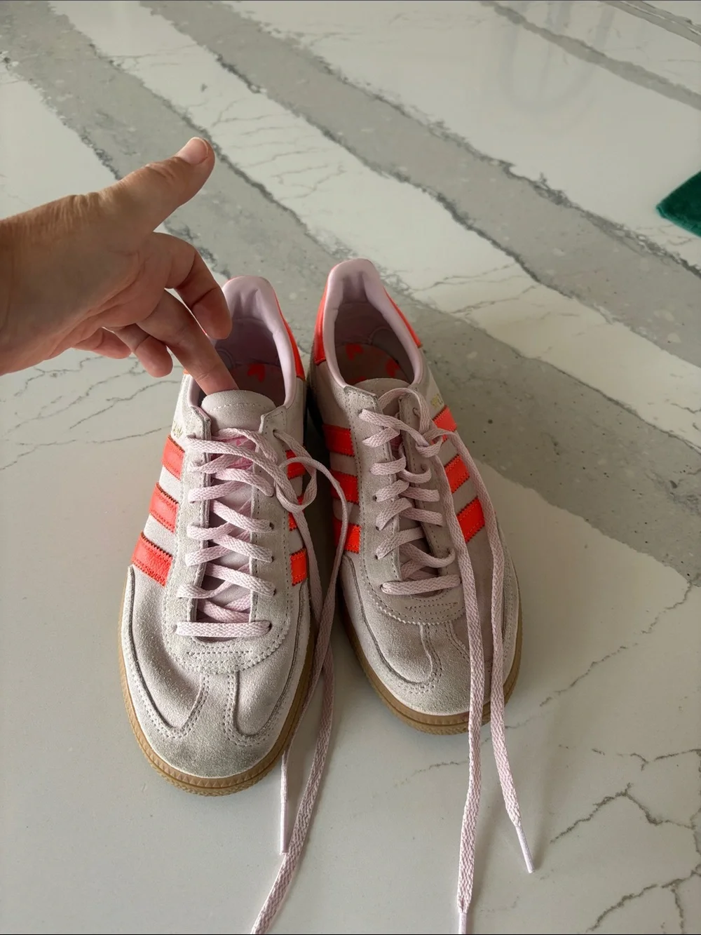 Pink and Coral Women's Adidas Spezial  Sneakers